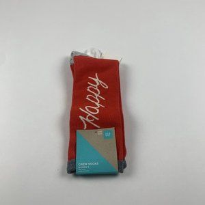 Gap Crew Socks Women's One Size Tomato Red Cotton Stretch Happy Logo S8364‎